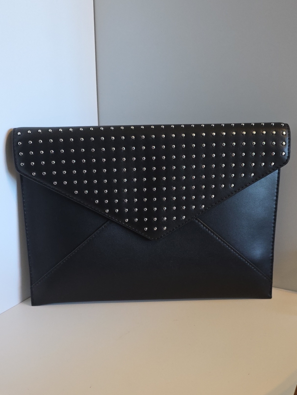 Rebecca Minkoff Black Studded Leo Clutch 10.5x7.5" NWT